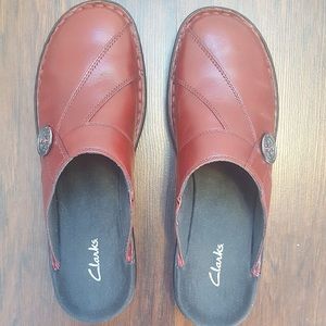 Clarks Red Leather Loafers